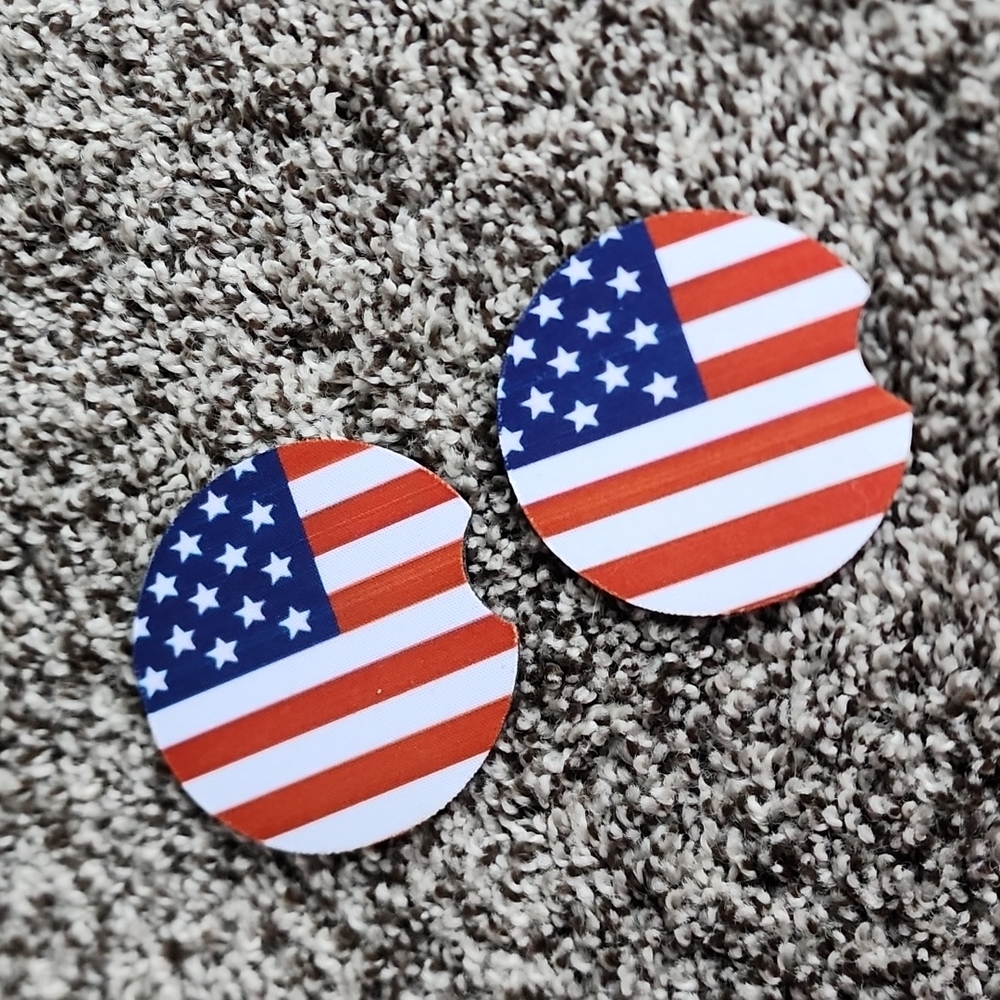 🎉🎉CLEARANCE🎉🎉 USA Neoprene american flag car coasters NWT
